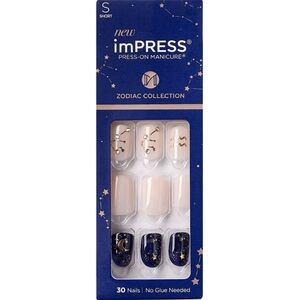 imPRESS Zodiac Press-On Manicure - Navy, Nude & Gold Accents